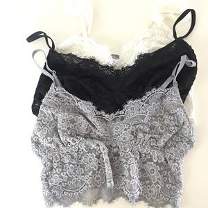 Aerie bralette bundle. Black gray and white